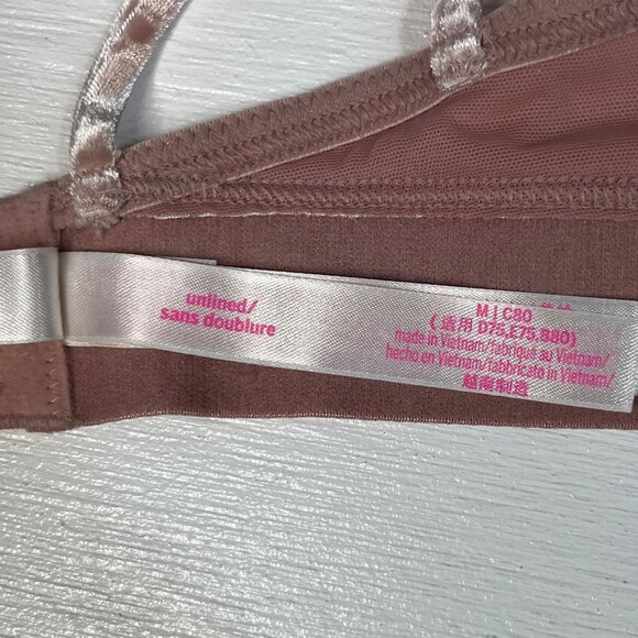 Pink Victorias Secret Womens Bralette Velvet Strappy Pink Size Medium - Picture 7 of 10